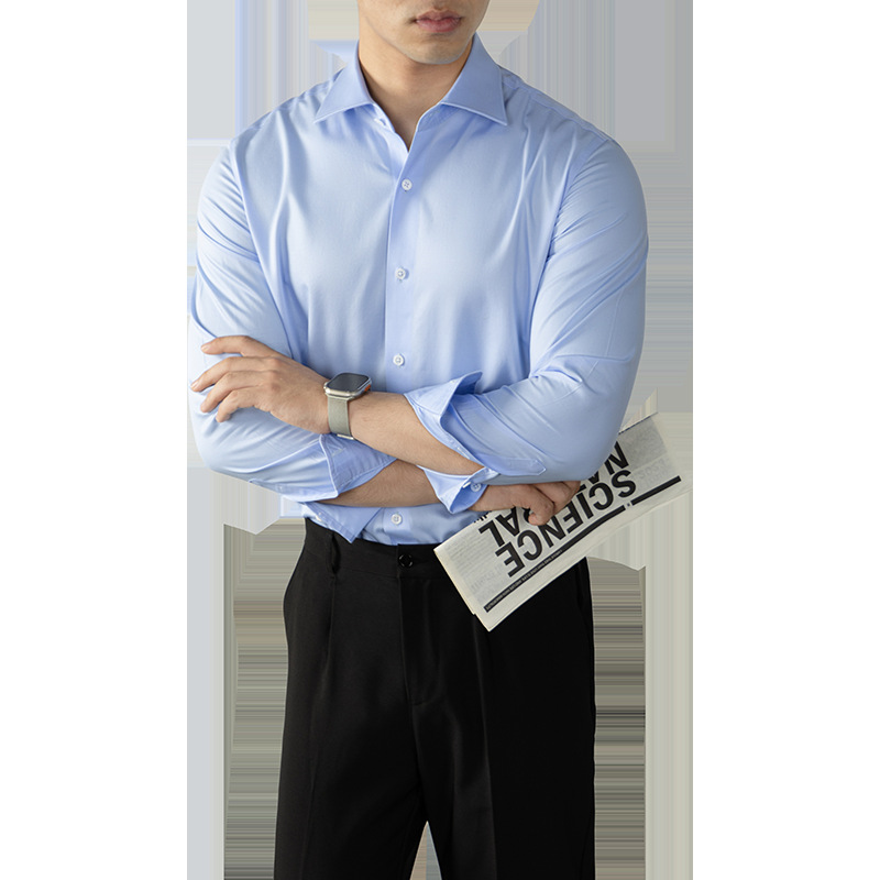 100 코튼 비즈니스 셔츠 윈저 칼라 남성 긴팔 블라우스