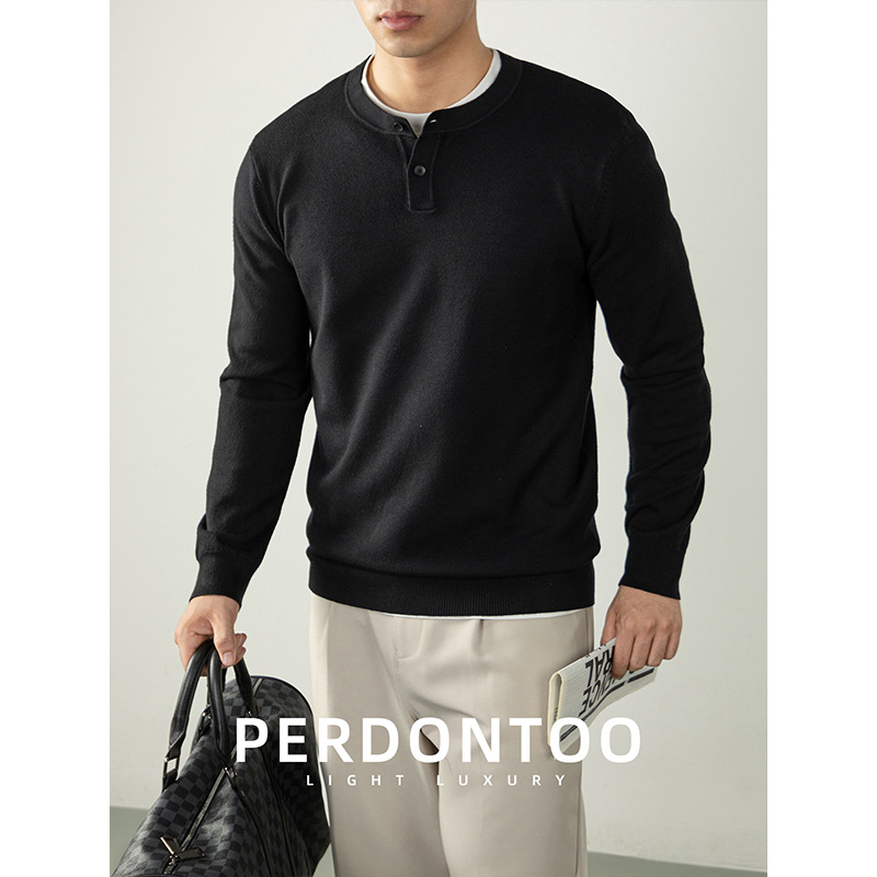 아메리칸 헨리넥 스웨터 남성용 고급 가을 겨울 니트입니다