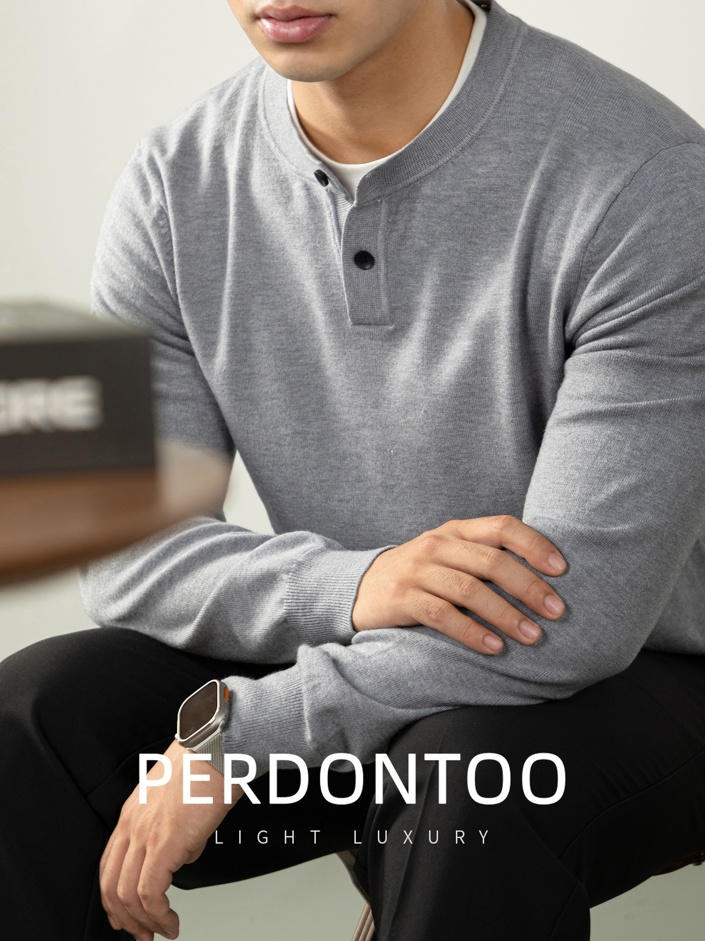 아메리칸 헨리넥 스웨터 남성용 고급 가을 겨울 니트입니다