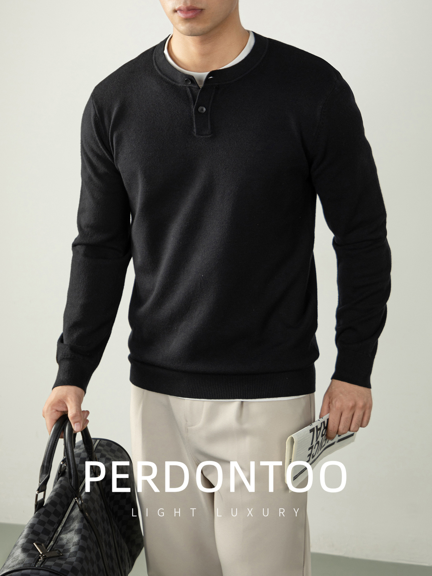 아메리칸 헨리넥 스웨터 남성용 고급 가을 겨울 니트입니다