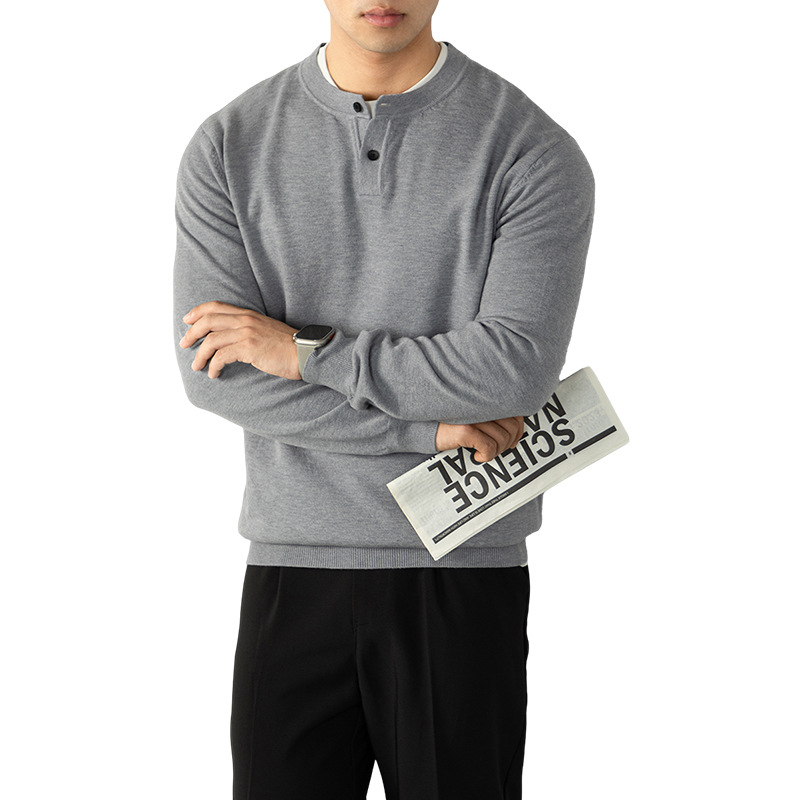 아메리칸 헨리넥 스웨터 남성용 고급 가을 겨울 니트입니다