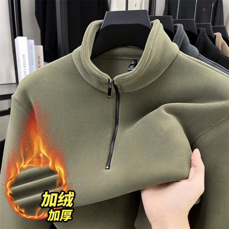 양면 올보 맨투맨 남자 2025가을겨울 신상 반집업 칼라의 두툼한 따뜻함 이너