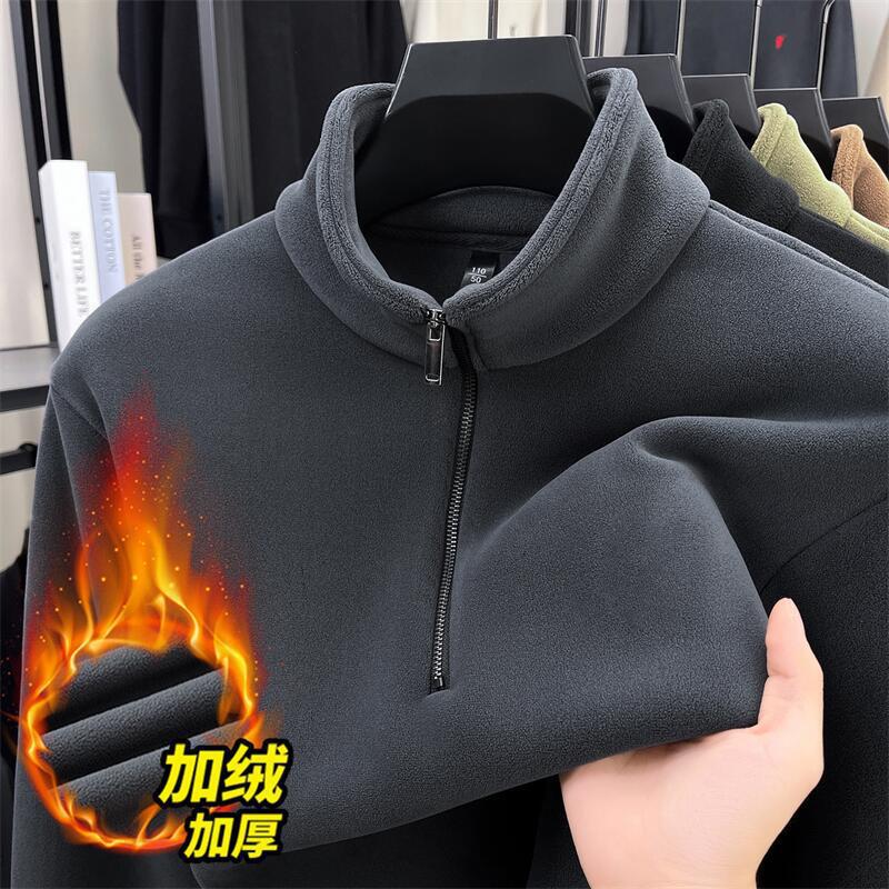 양면 올보 맨투맨 남자 2025가을겨울 신상 반집업 칼라의 두툼한 따뜻함 이너