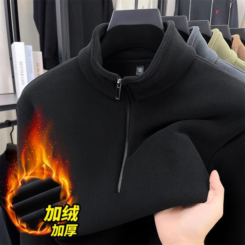 양면 올보 맨투맨 남자 2025가을겨울 신상 반집업 칼라의 두툼한 따뜻함 이너