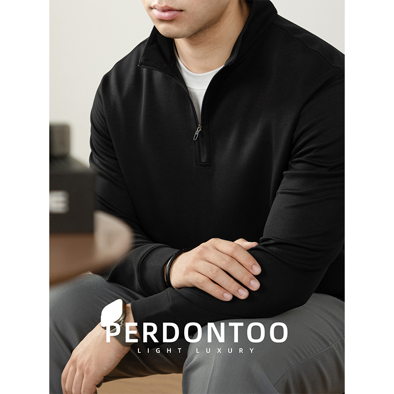 일본산 320g 반 파운드 지퍼 스탠드 맨투맨 남성 고급 비즈니스 통근형 나른함