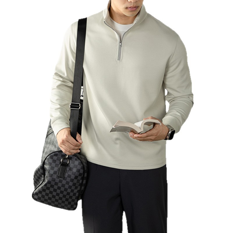 일본산 320g 반 파운드 지퍼 스탠드 맨투맨 남성 고급 비즈니스 통근형 나른함