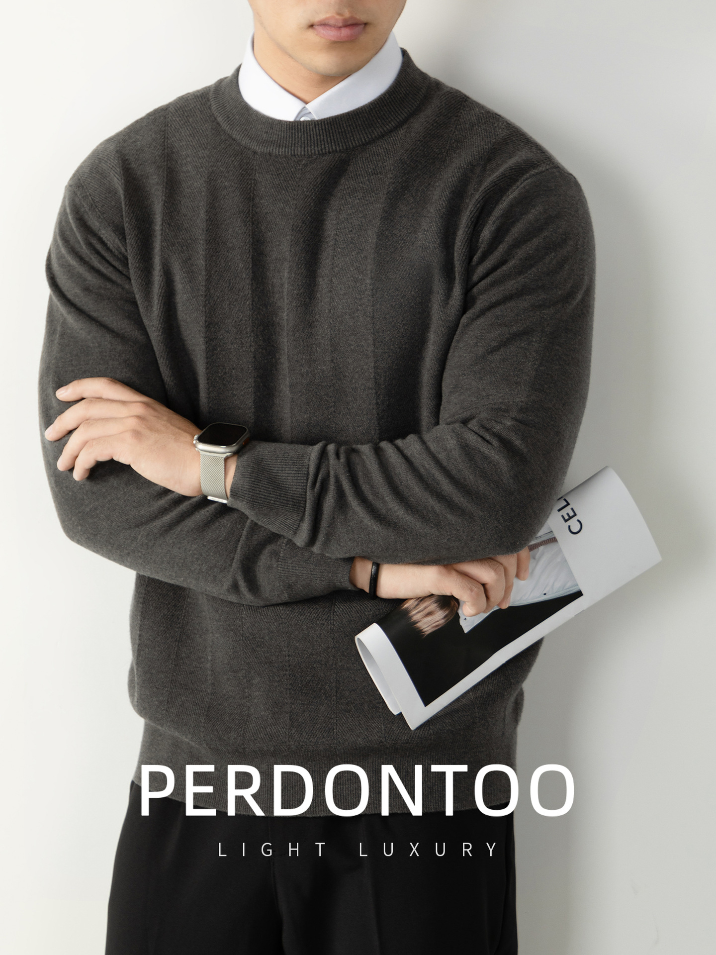 자카드 조직 스웨터 남성 비즈니스 통근 니트 가을 겨울 스타일입니다