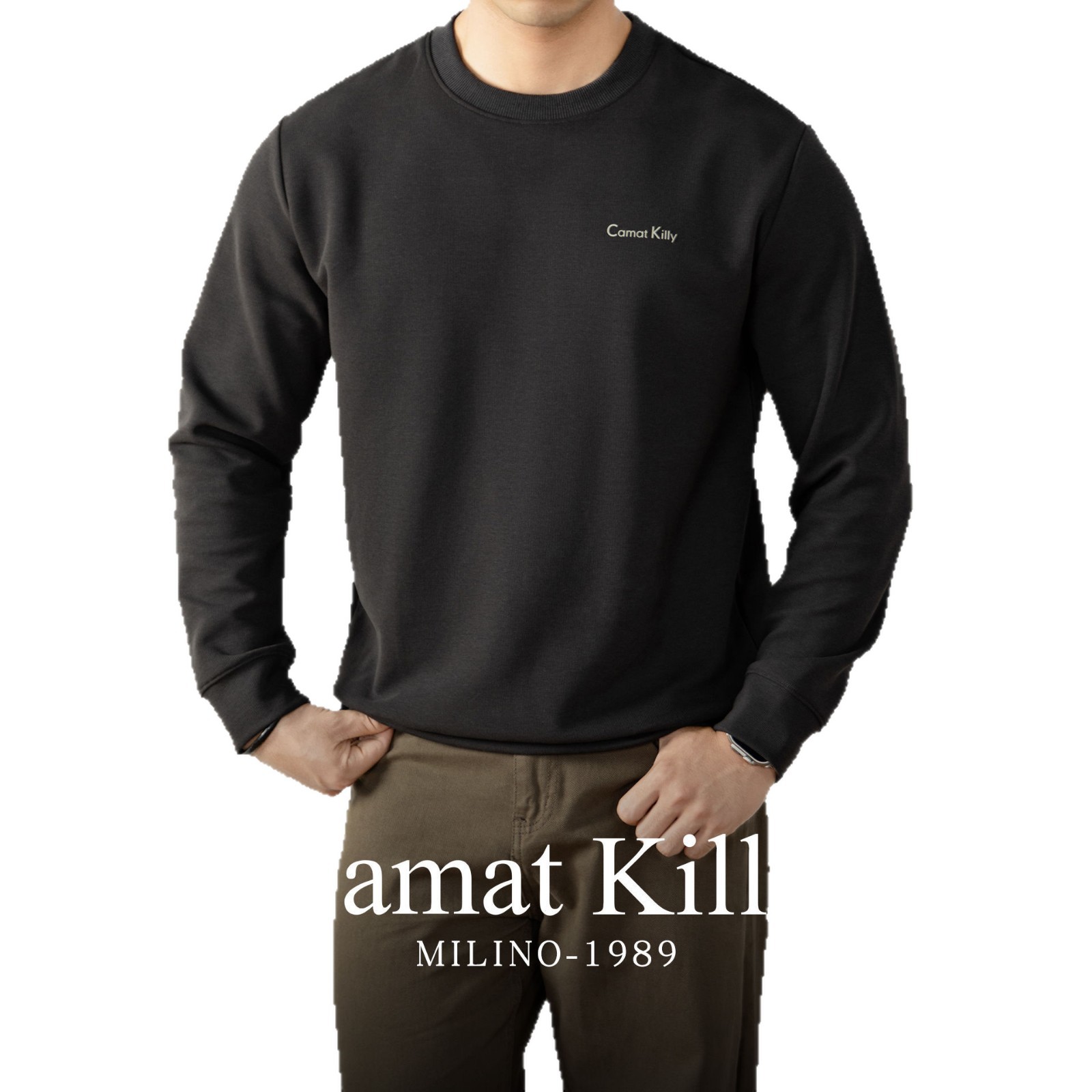 370g 무게감 맨투맨 남성 라운드넥 풀오버로 가을용 아웃웨어 이너 롱 슬리브