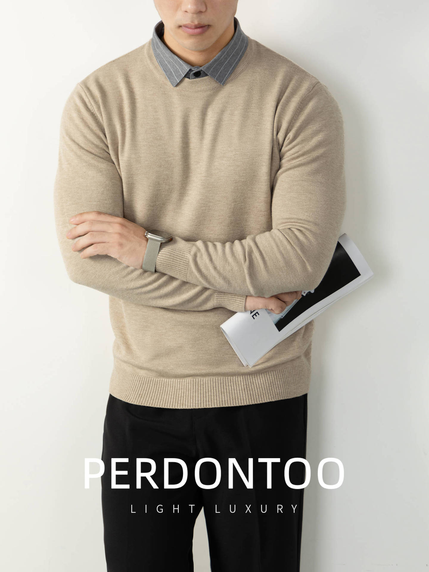 인조 니트 스웨터 2 벌 가을 겨울 신상품 남성복 캐주얼 어디에나 매치할 수 있는 이너 니트 탑