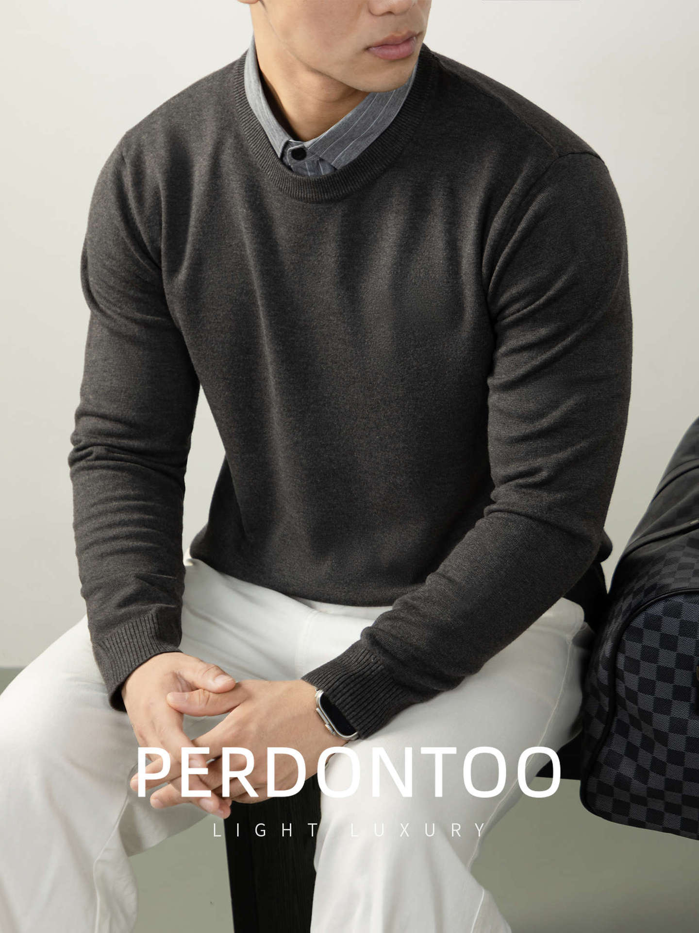 인조 니트 스웨터 2 벌 가을 겨울 신상품 남성복 캐주얼 어디에나 매치할 수 있는 이너 니트 탑