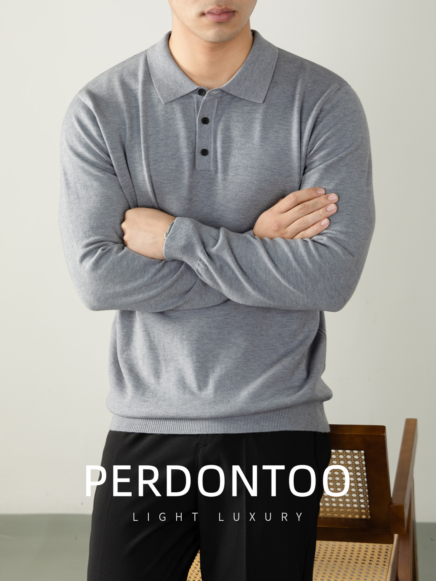 라이트 비즈니스 울 모달 니트 폴로 넥 니트 남성분 보풀 안감 편함