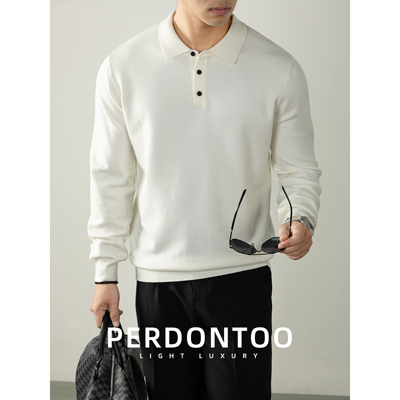 라이트 비즈니스 울 모달 니트 폴로 넥 니트 남성분 보풀 안감 편함