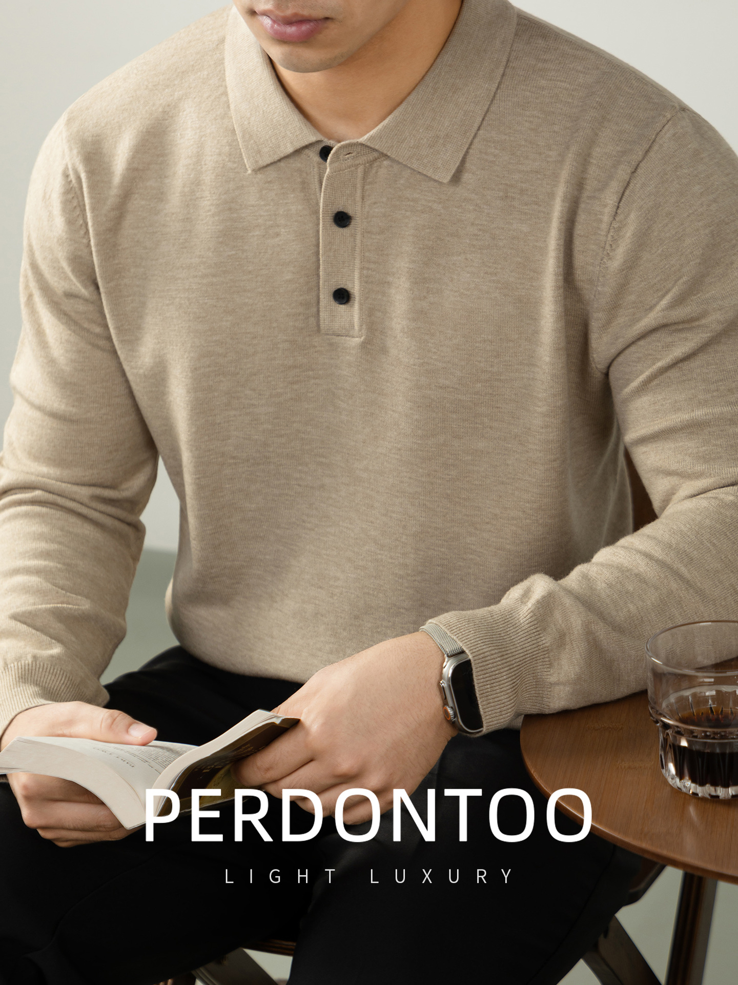 라이트 비즈니스 울 모달 니트 폴로 넥 니트 남성분 보풀 안감 편함