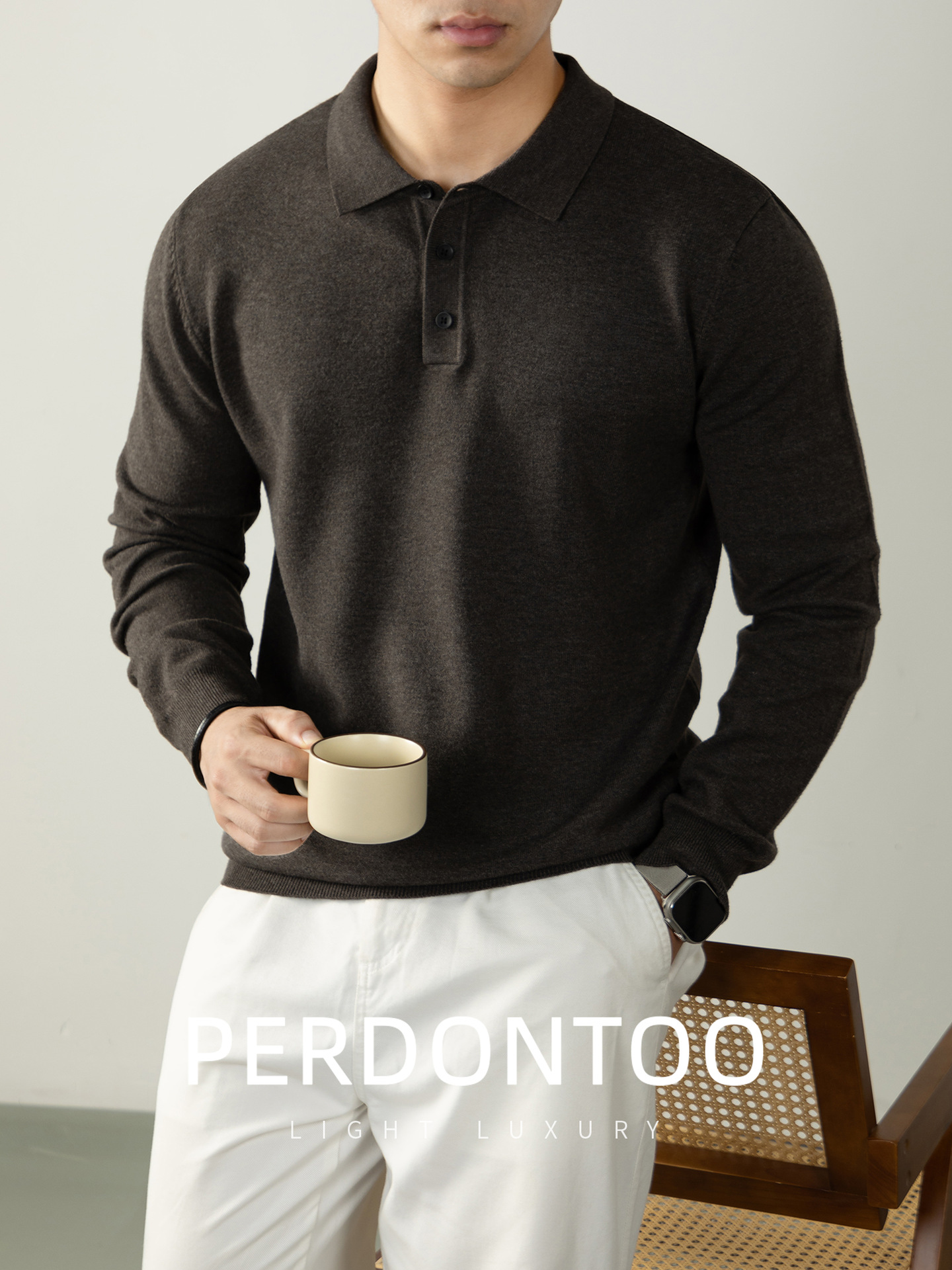 라이트 비즈니스 울 모달 니트 폴로 넥 니트 남성분 보풀 안감 편함