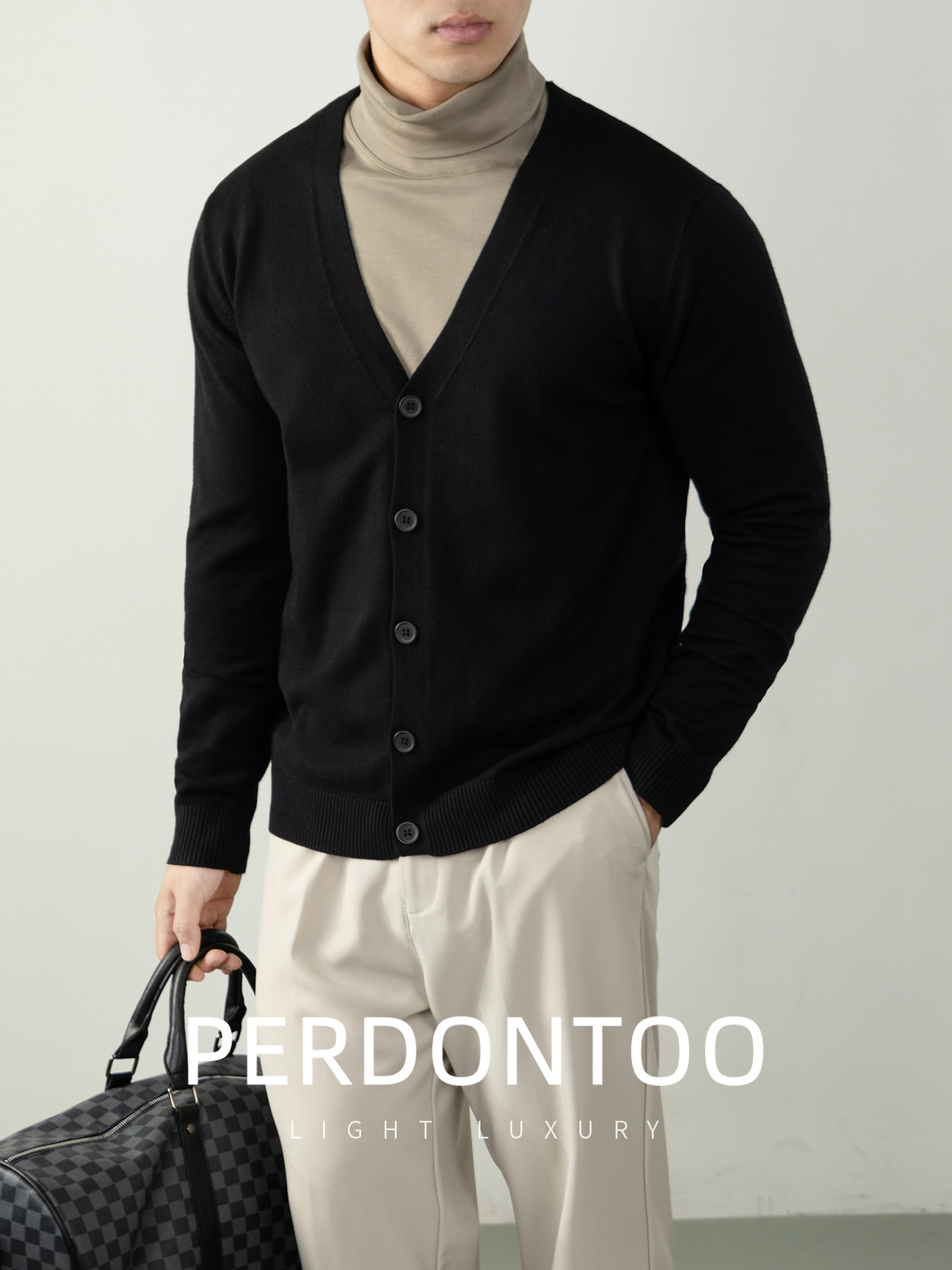 두툼한 보풀 방지 셀룰러 니트 가을-겨울 따뜻함 나른한 남성 카디건 코트입니다