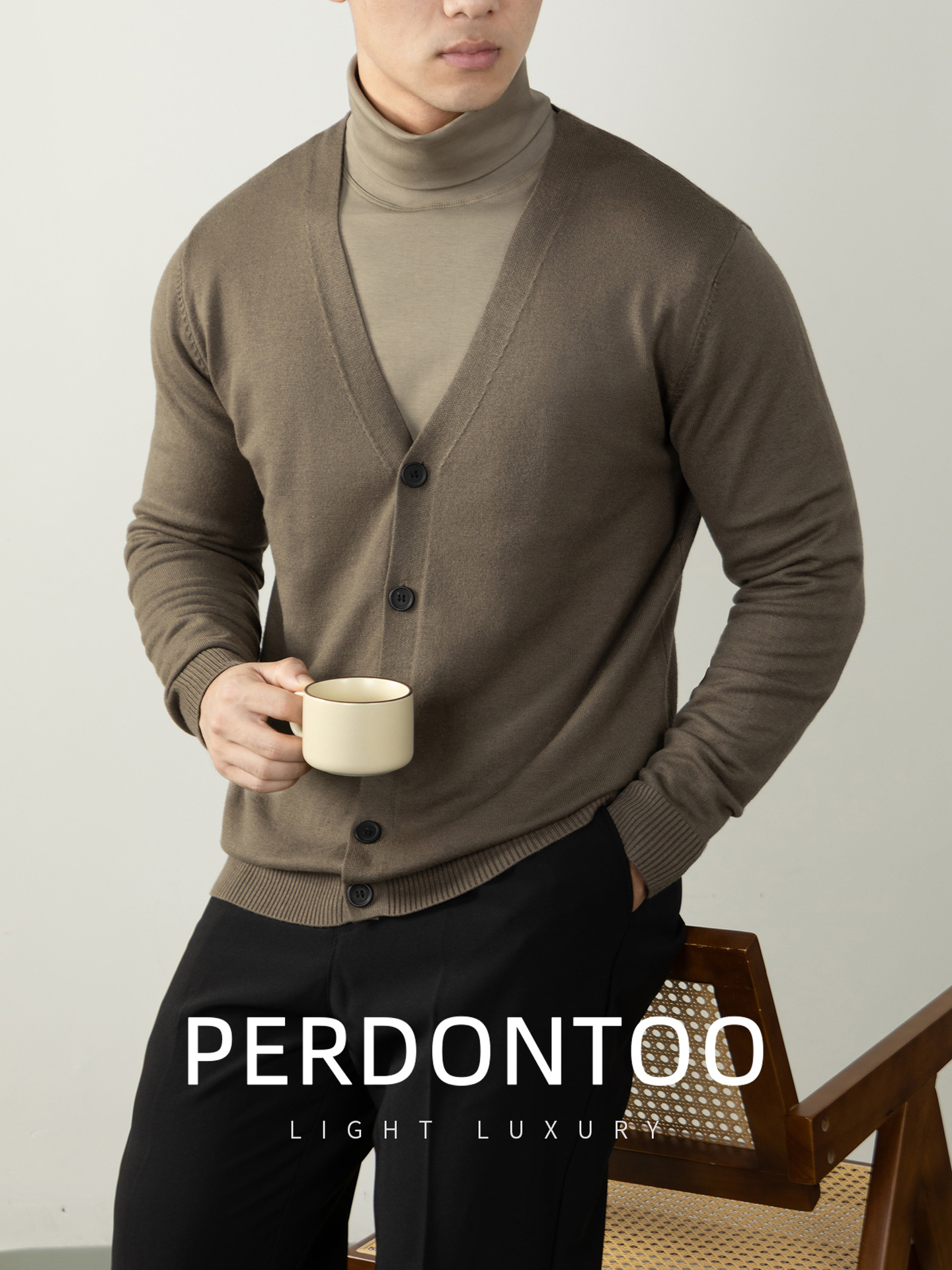 두툼한 보풀 방지 셀룰러 니트 가을-겨울 따뜻함 나른한 남성 카디건 코트입니다