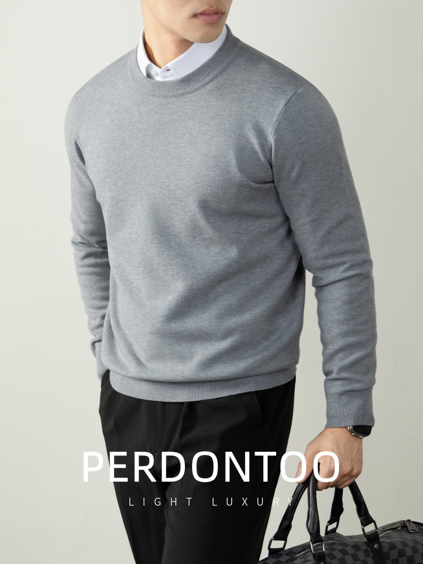 포근한 울 가을겨울 따뜻하고 편안한 라운드 남성 니트 고급감