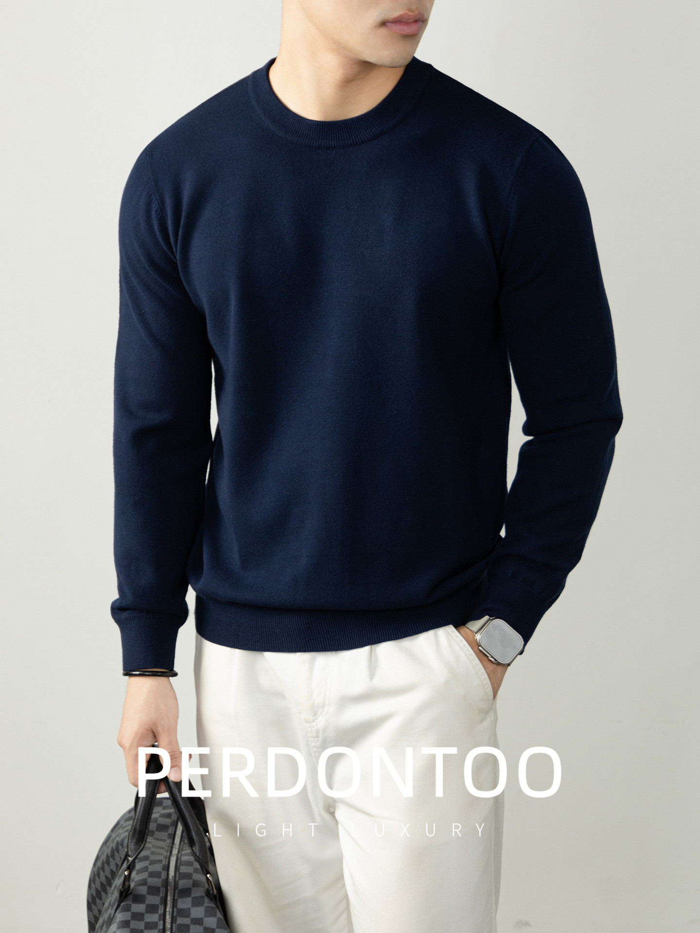 포근한 울 가을겨울 따뜻하고 편안한 라운드 남성 니트 고급감