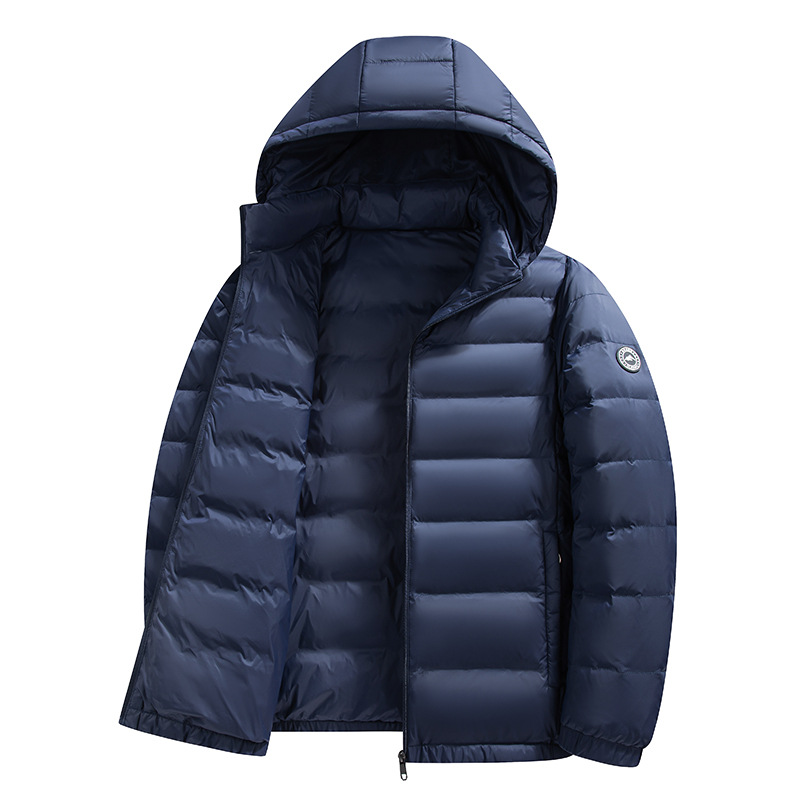 90 화이트 오리털 경량 패딩남 2025가을 겨울 신상 모자 탈부착 가능 방한 다운 점퍼