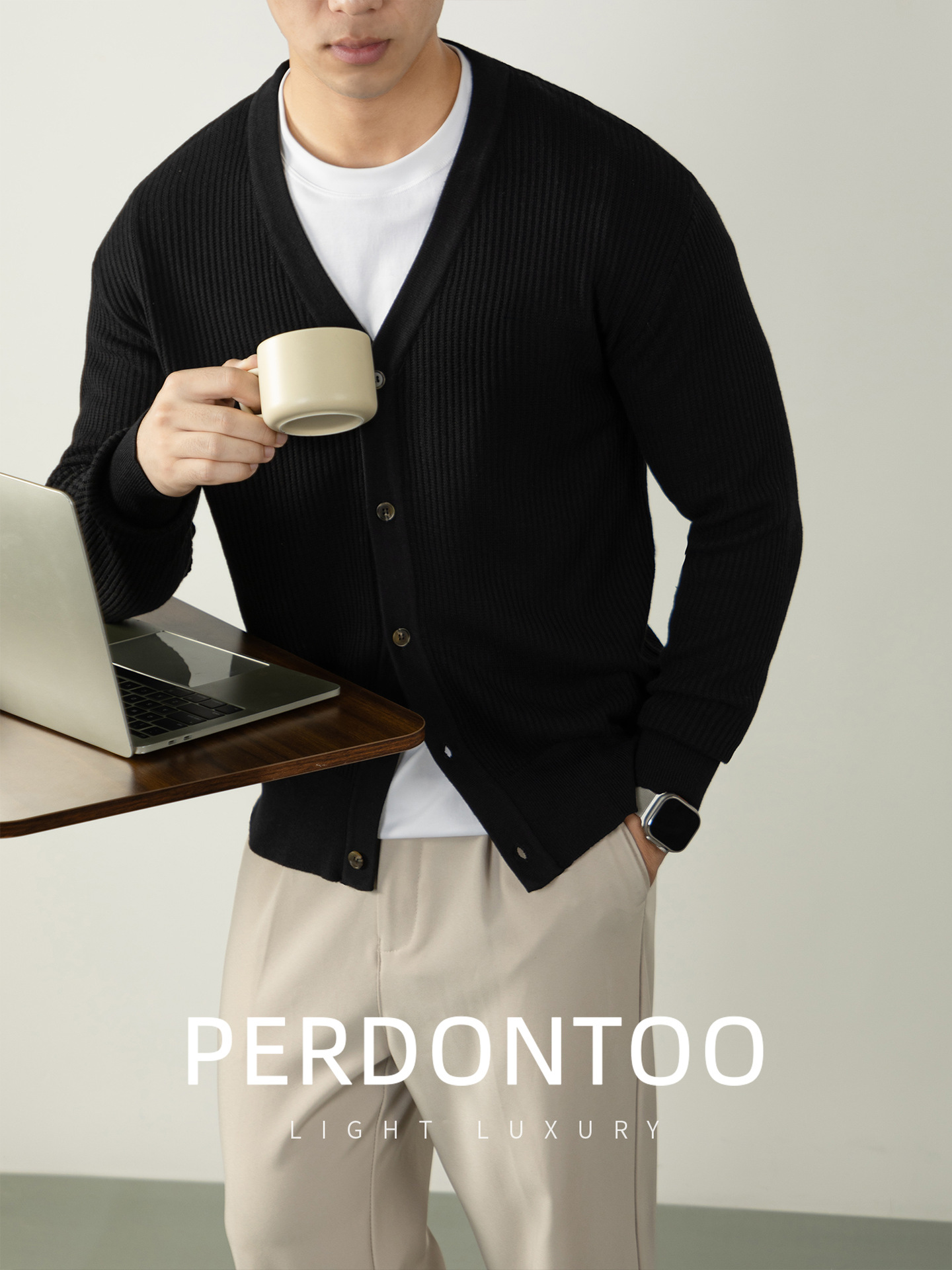 골지 니트 남성 가을겨울 두툼한 보온성 니트 카디건입니다