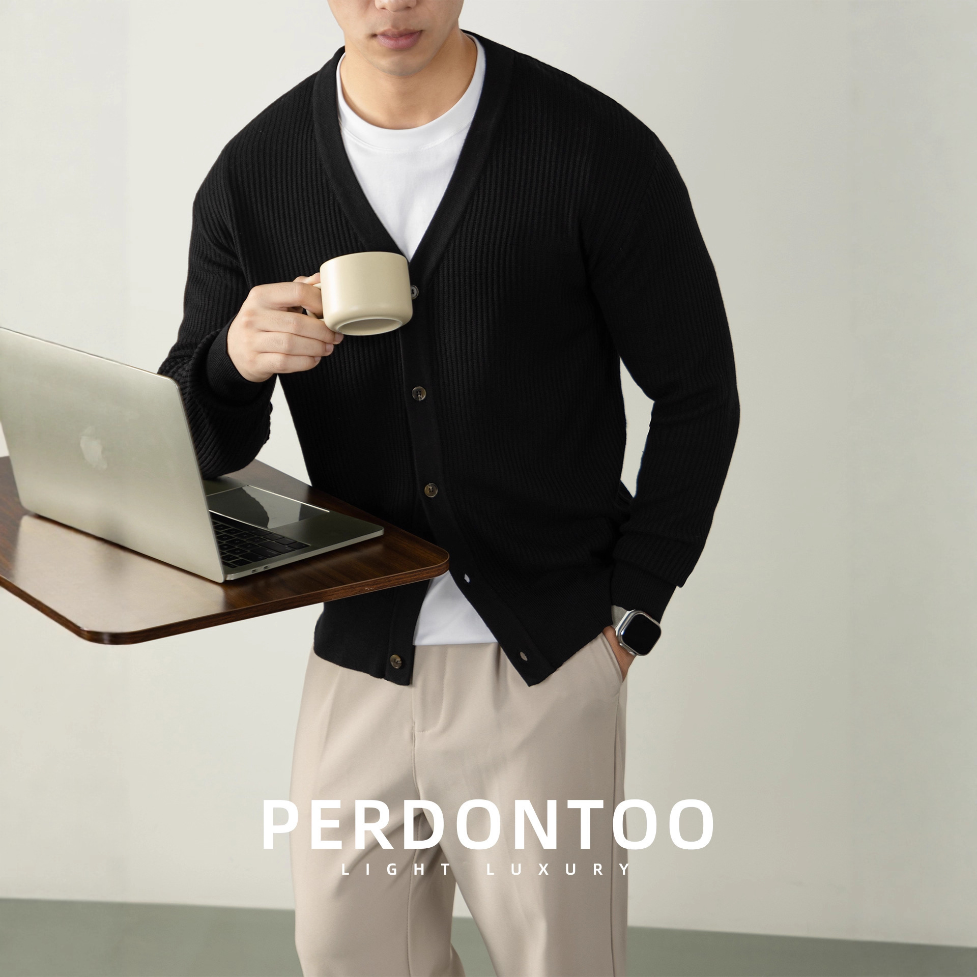 골지 니트 남성 가을겨울 두툼한 보온성 니트 카디건입니다