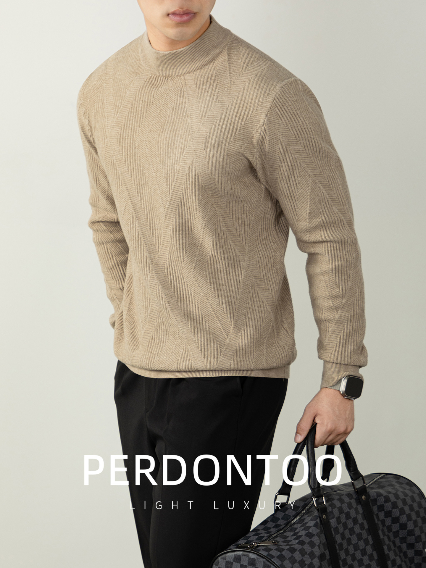 고급 울 반목 니트 올드 머니 남성 니트 가을 겨울 따뜻하고 편안한 이너