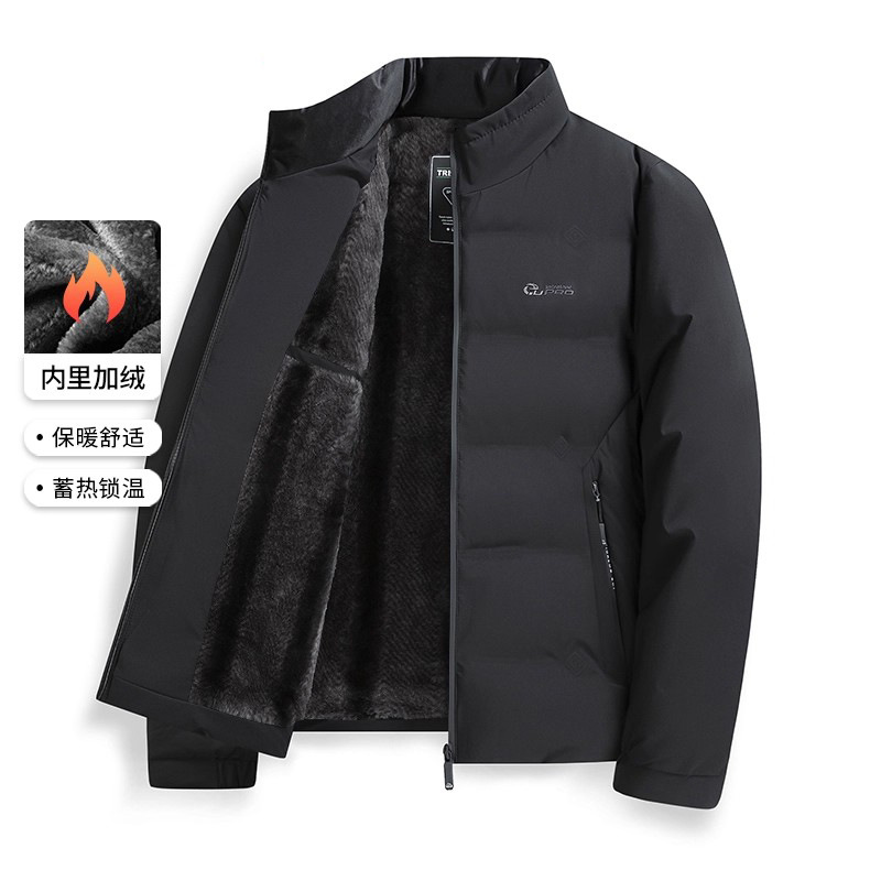 기모를 두툼하게 덧댄 남성 겨울 패딩 점퍼 추위 보온 중노년 아빠복 반기장 점퍼