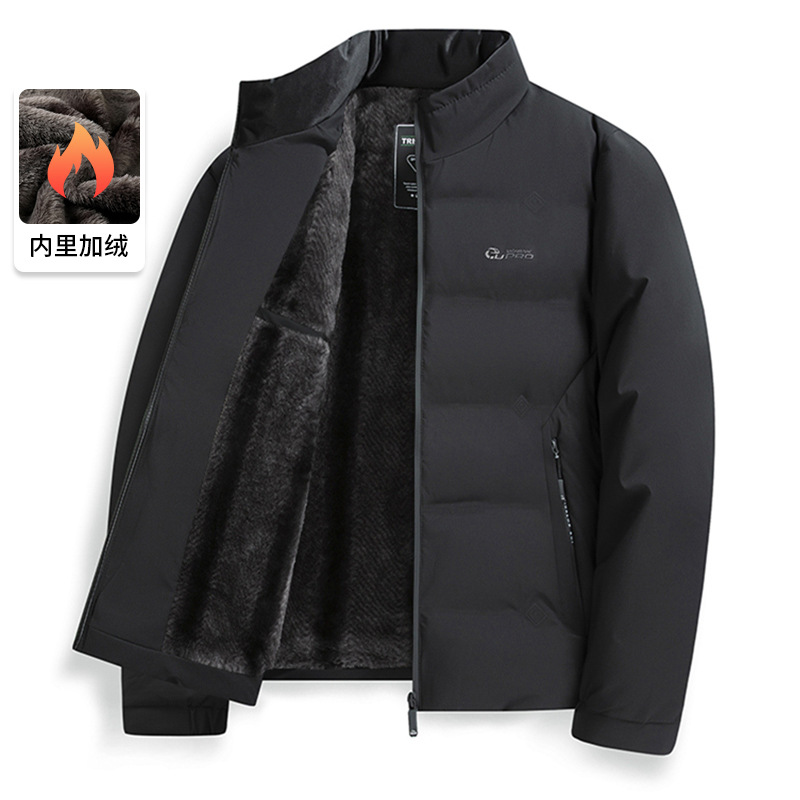 기모를 두툼하게 덧댄 남성 겨울 패딩 점퍼 추위 보온 중노년 아빠복 반기장 점퍼