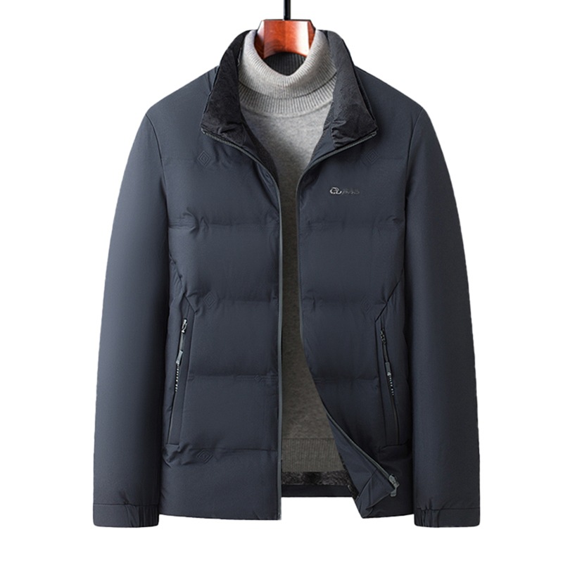 기모를 두툼하게 덧댄 남성 겨울 패딩 점퍼 추위 보온 중노년 아빠복 반기장 점퍼