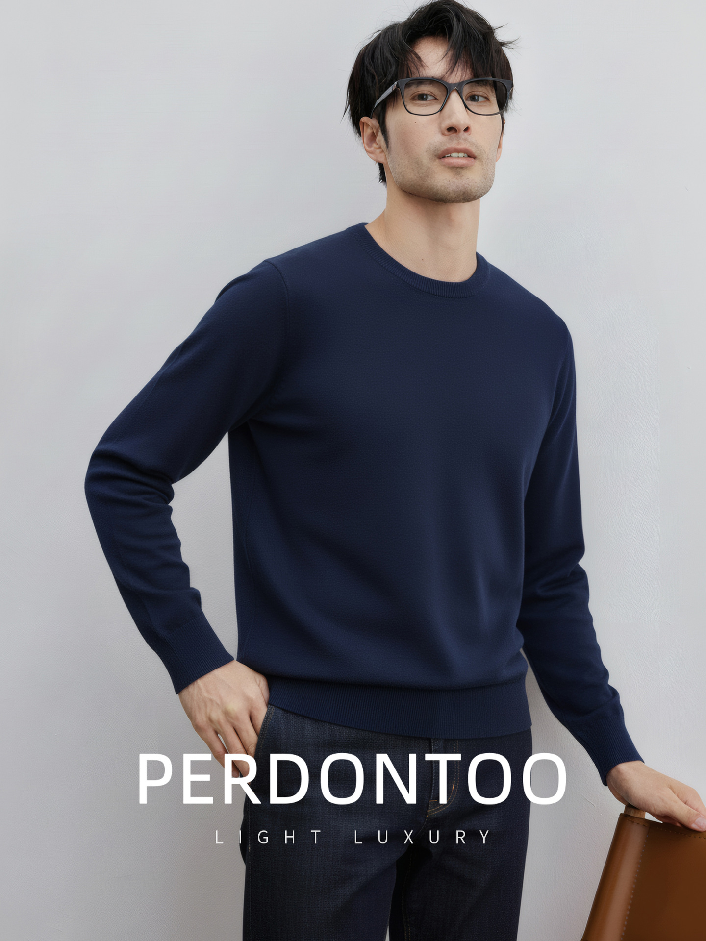 쫀득쫀득한 양털 모달 가을 겨울 보온 스웨터 남성용 올드 머니 라운드 니트