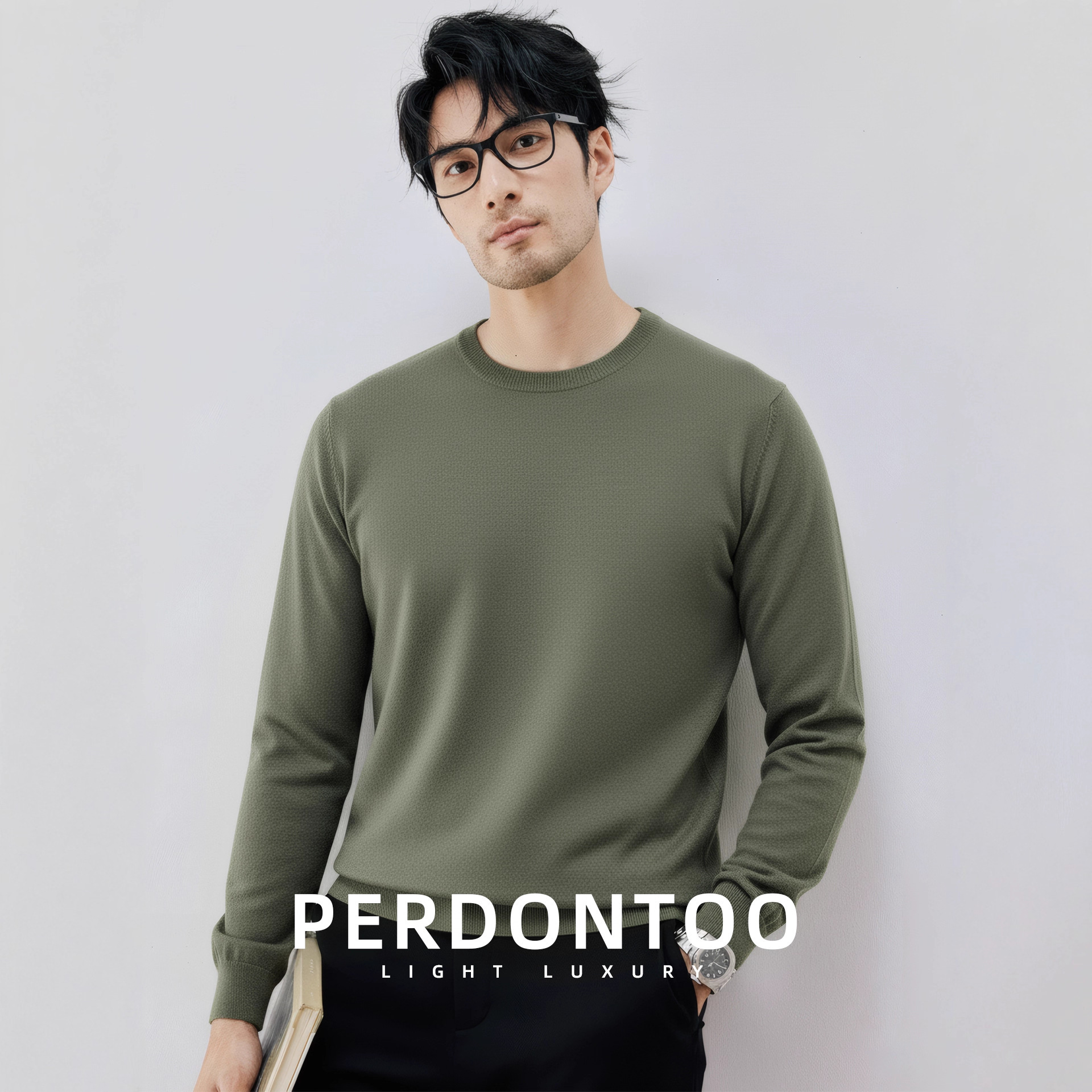 쫀득쫀득한 양털 모달 가을 겨울 보온 스웨터 남성용 올드 머니 라운드 니트