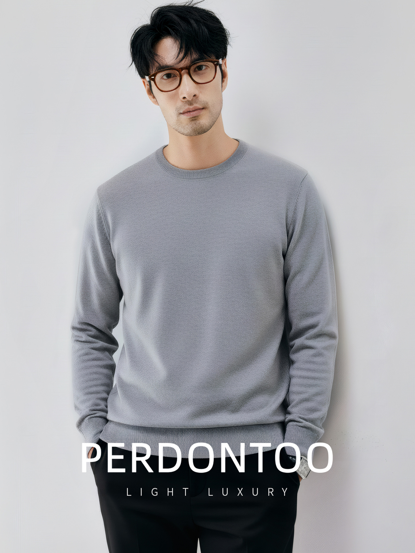 쫀득쫀득한 양털 모달 가을 겨울 보온 스웨터 남성용 올드 머니 라운드 니트