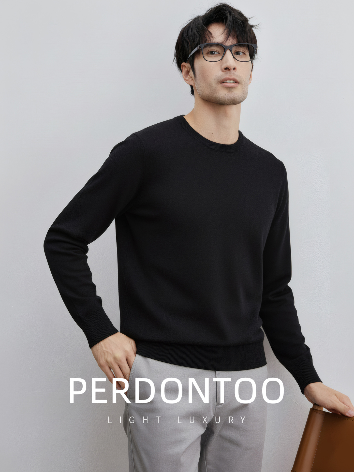 쫀득쫀득한 양털 모달 가을 겨울 보온 스웨터 남성용 올드 머니 라운드 니트