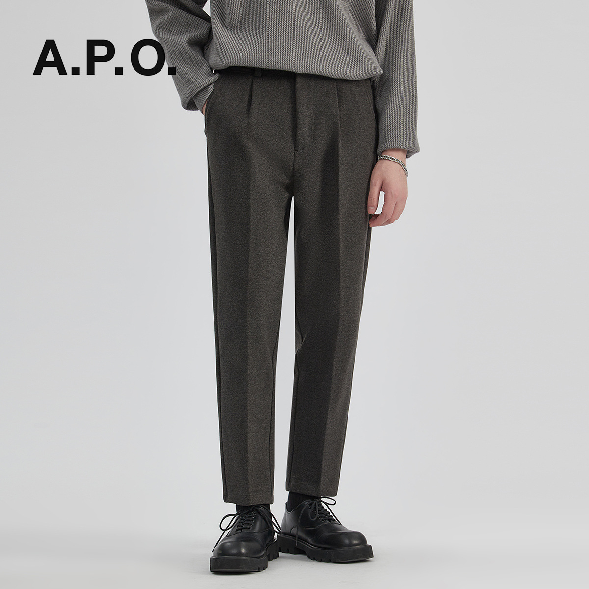 트위드 바지 남자 통 슬랙스 남자 바지 가을 겨울 긴 바지 캐주얼 바지 한국판 트렌드 풀 코디 긴 정장 바지 남자