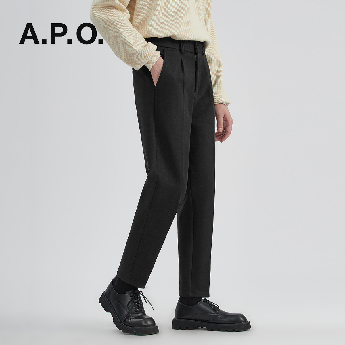 트위드 바지 남자 통 슬랙스 남자 바지 가을 겨울 긴 바지 캐주얼 바지 한국판 트렌드 풀 코디 긴 정장 바지 남자