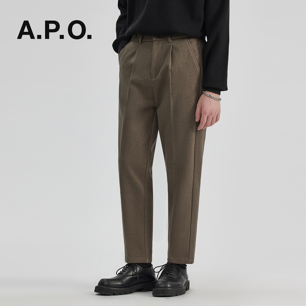 트위드 바지 남자 통 슬랙스 남자 바지 가을 겨울 긴 바지 캐주얼 바지 한국판 트렌드 풀 코디 긴 정장 바지 남자