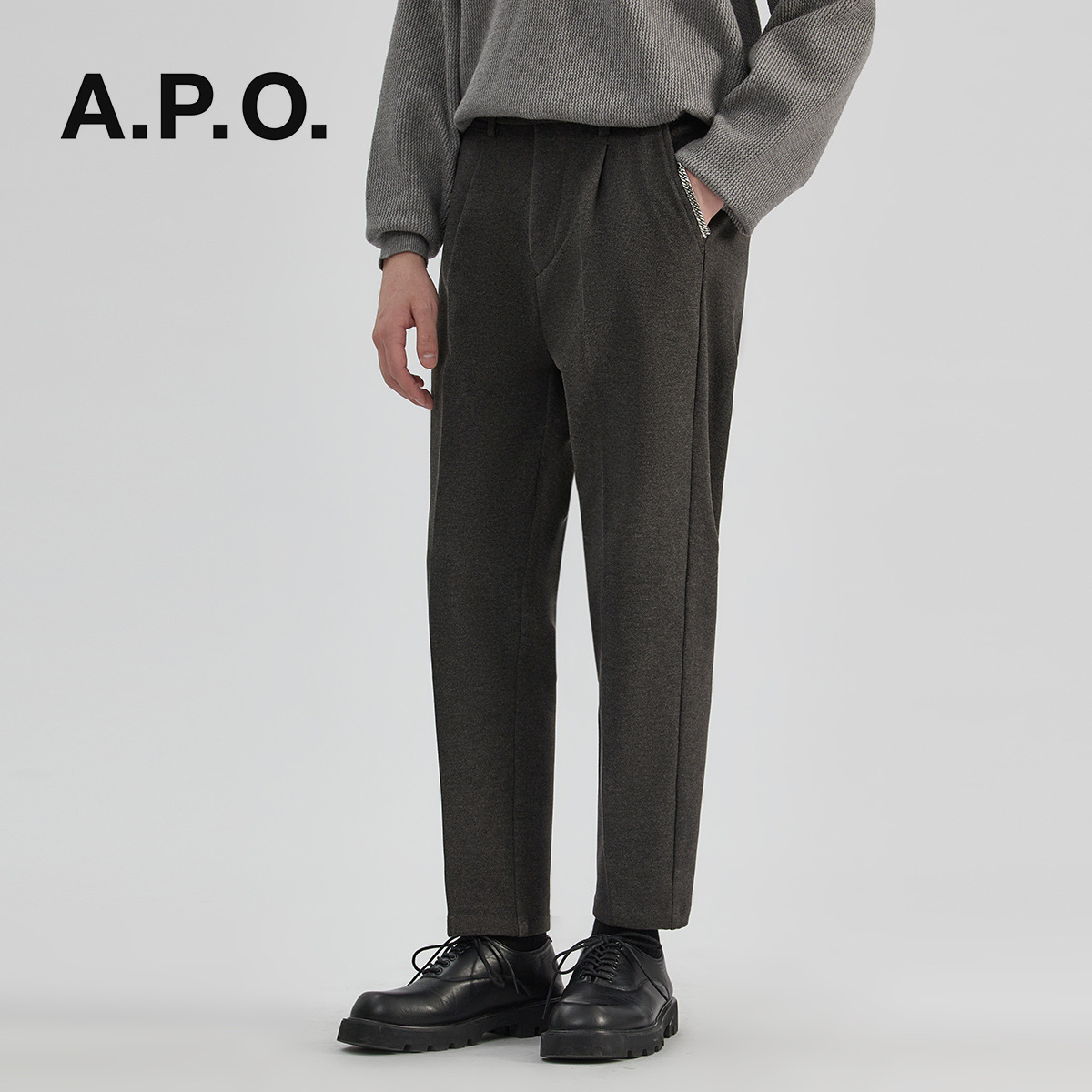 트위드 바지 남자 통 슬랙스 남자 바지 가을 겨울 긴 바지 캐주얼 바지 한국판 트렌드 풀 코디 긴 정장 바지 남자