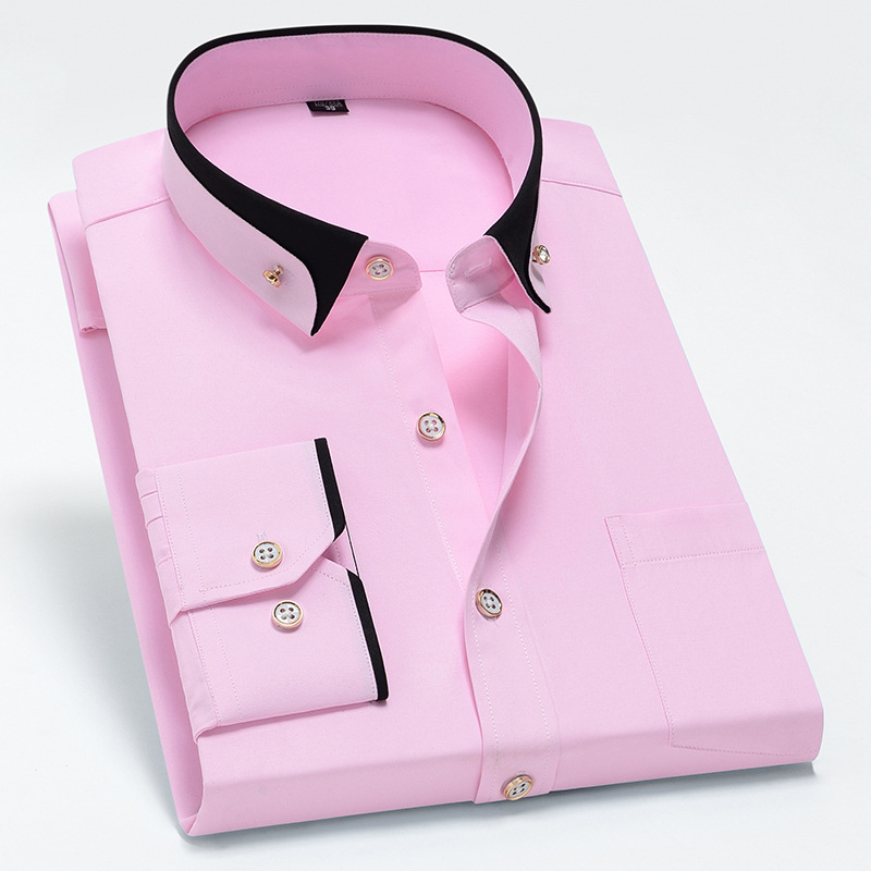 뉴 남성 칼라 스트레치 긴팔 셔츠 비즈니스 캐주얼 다림질 프리 셔츠