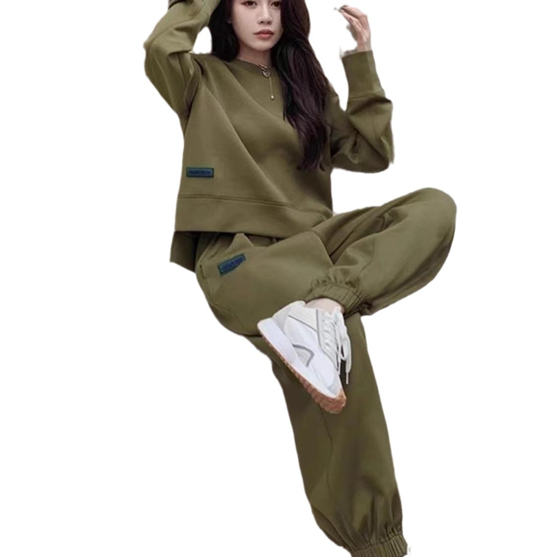 라지 사이즈 편한 레포츠 세트가을겨울 맨투맨 투피스녀