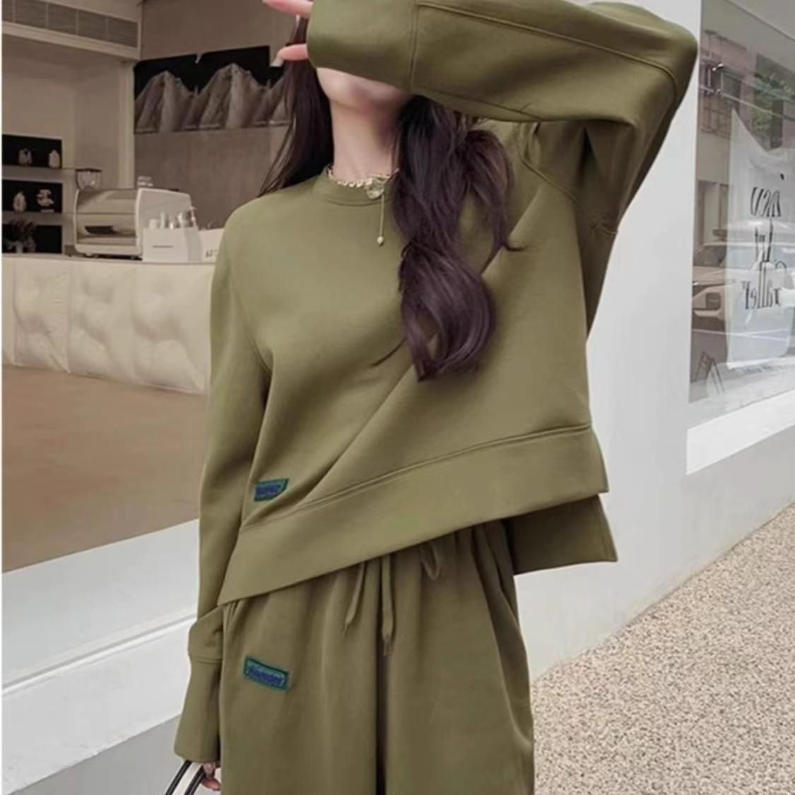 라지 사이즈 편한 레포츠 세트가을겨울 맨투맨 투피스녀