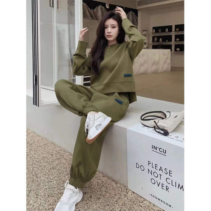 라지 사이즈 편한 레포츠 세트가을겨울 맨투맨 투피스녀