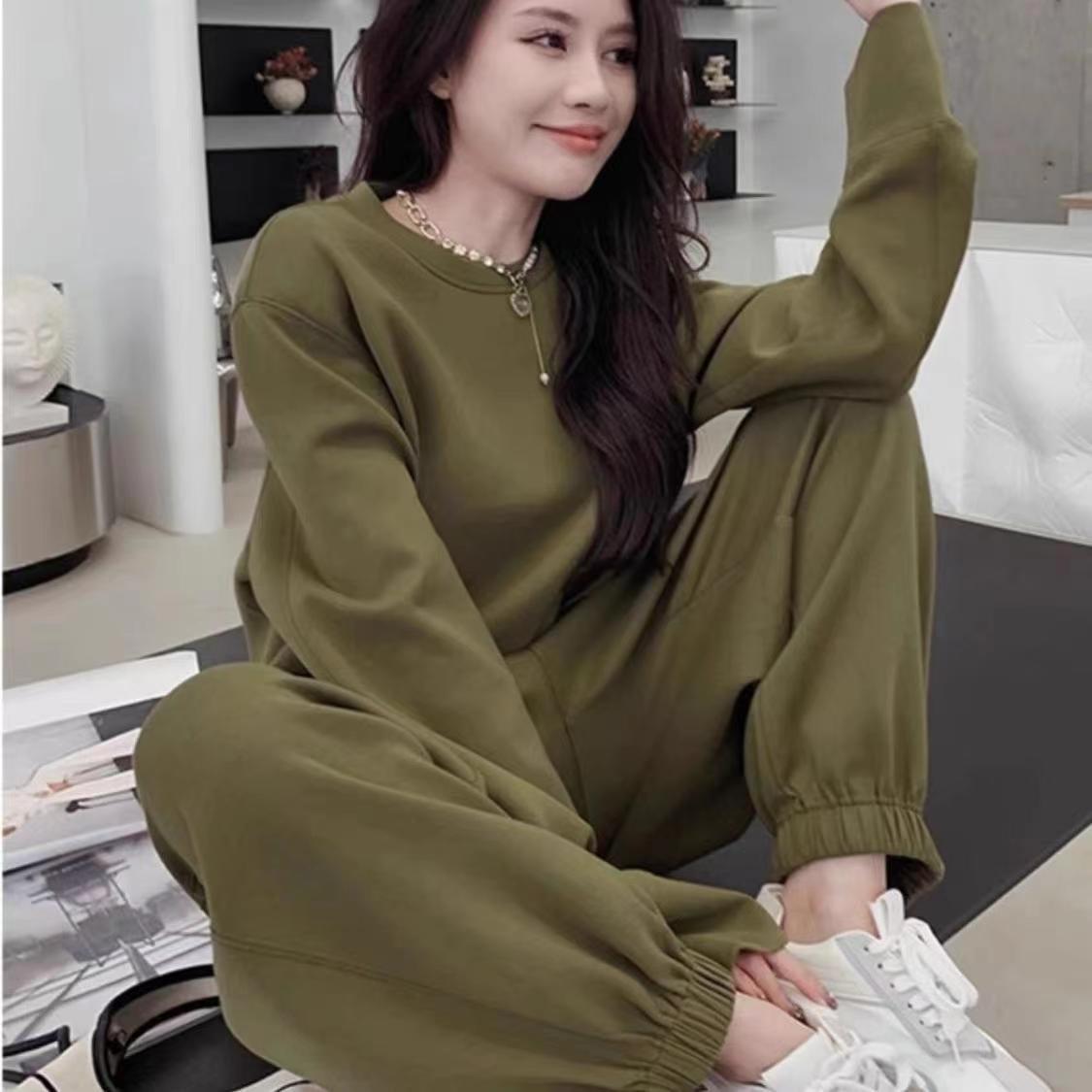 라지 사이즈 편한 레포츠 세트가을겨울 맨투맨 투피스녀