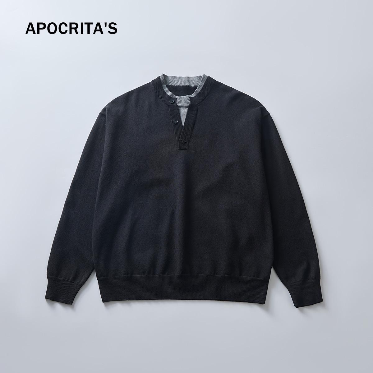 남성복 패치 스웨터 두 벌 남성 가을 겨울 고급감 루즈핏 롱 슬리브 니트 이너에 이너