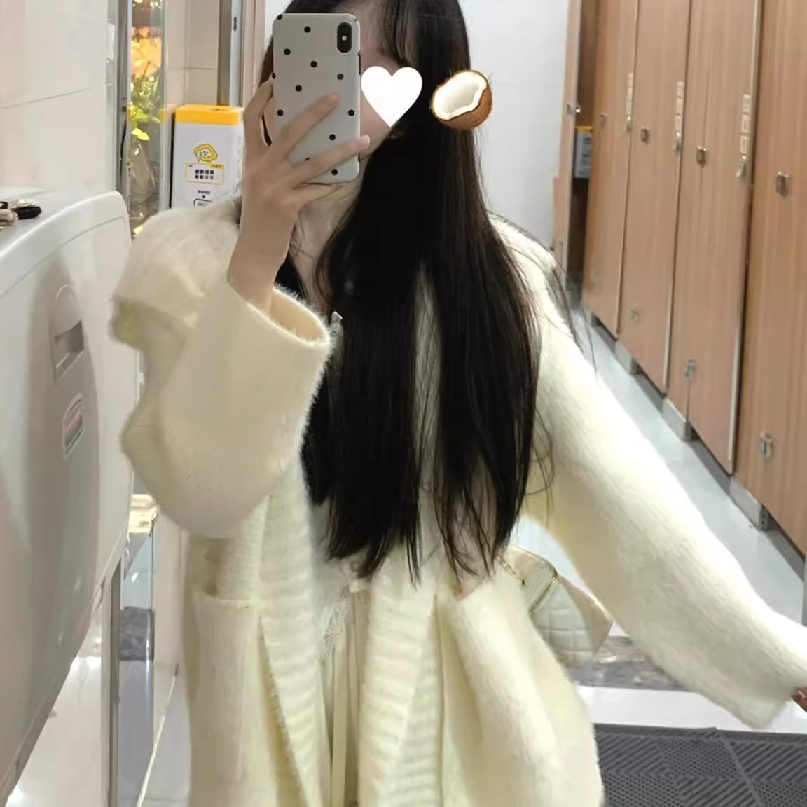 흰색 후드 터틀넥 프랑스식 스웨터 니트 탑 카디건