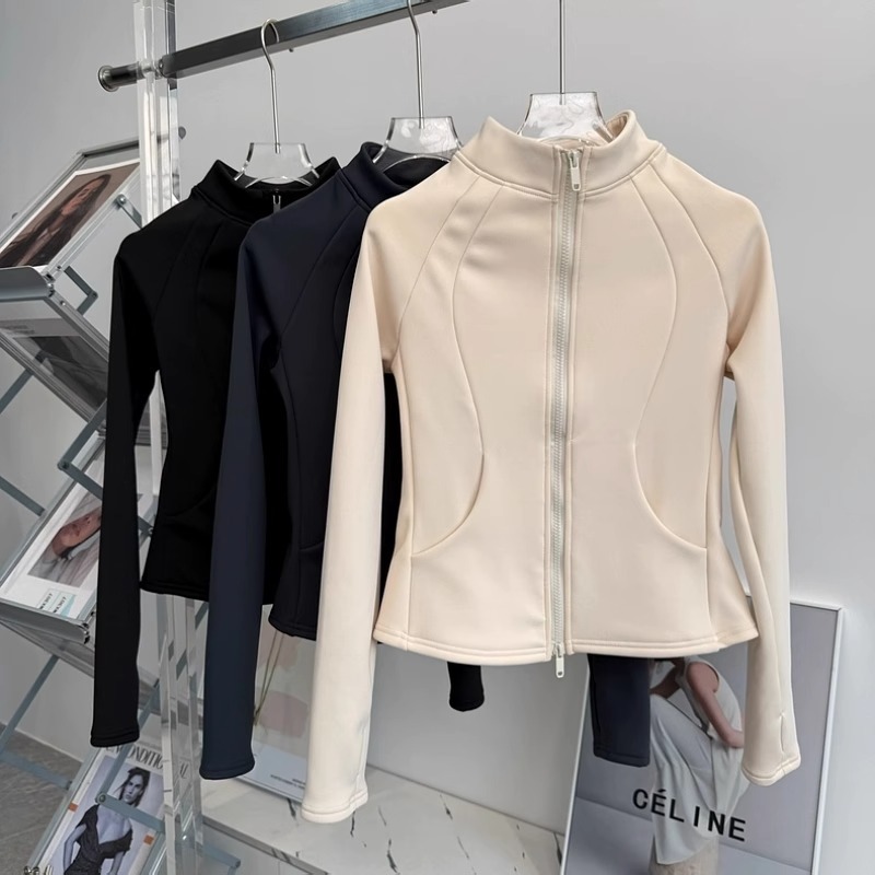 트레이닝복 여성 스탠딩 칼라 요가복 상의 헬스복