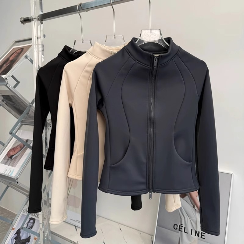 트레이닝복 여성 스탠딩 칼라 요가복 상의 헬스복