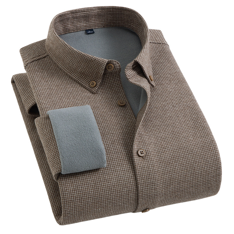 울 복합 일체형 기모 겨울 기모 두툼한 셔츠 남성 긴팔 캐주얼 비즈니스 블라우스 남성