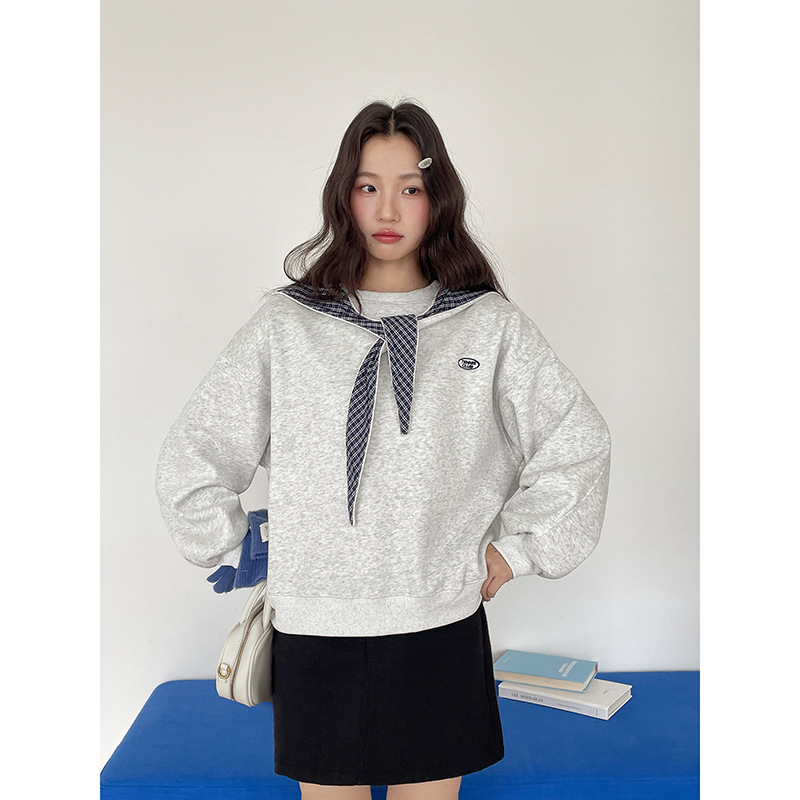 한인 기모 맨투맨 겨울 탑