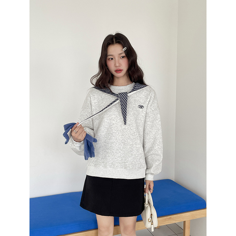 한인 기모 맨투맨 겨울 탑