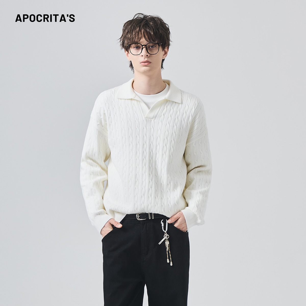 남성용 니트 남녀용 가을 겨울 고급스러움 나른한 폴로 터틀넥 트위드 니트 탑